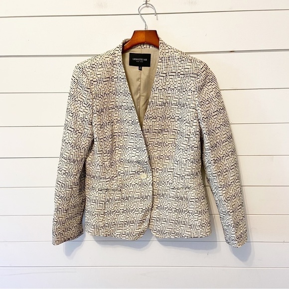 Lafayette 148 | Cream One Button Blazer Size 10 - Picture 6 of 10